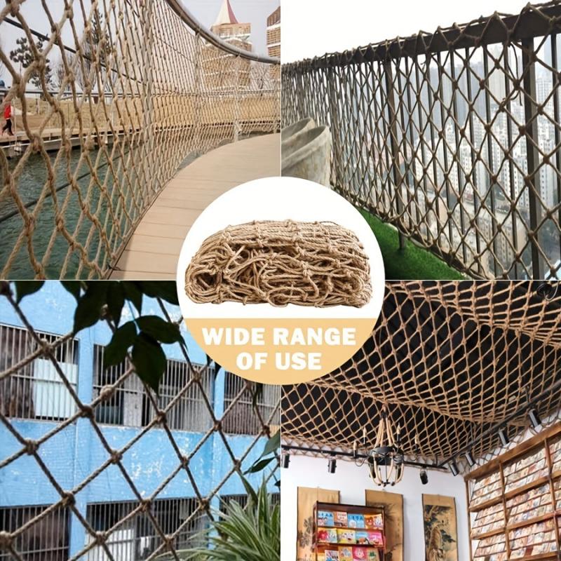 Vintage-Inspired Jute Hemp Rope Net, 10.76Ft² - Natural Plant Support For Climbing Plants & Beans, Outdoor Garden Decor