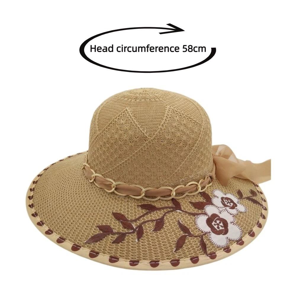 UV Protection Women's Sun Hat Flower Printed Straw Hat Fashion Fisherman's Hat Summer Outdoor