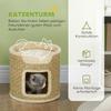 Cat Scratching Post, Play and Relaxation Area, Plush, diameter 38 x 37H cm, Khaki-Beige, Up to 5 kg