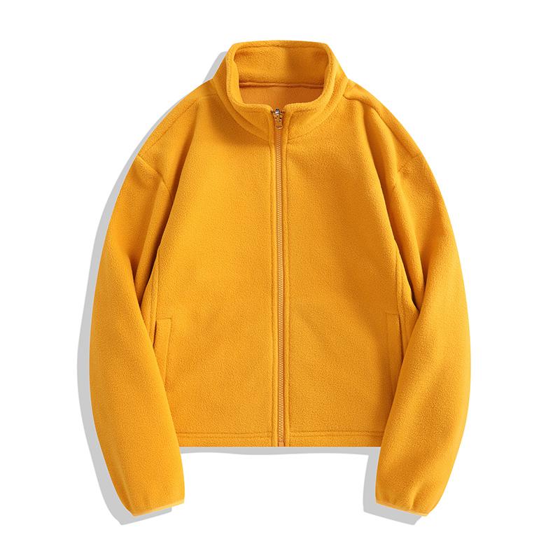 Women's Short Fleece Jacket for Autumn and Winter Outdoor Sports with Thick Fleece, Double-sided Fleece Cardigan Top