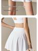 White Sports Mini Skirt: Two-Piece Style, Anti-Exposure - Perfect for Badminton, Tennis, Running & Fitness. Women's Half Skirt for Summer.