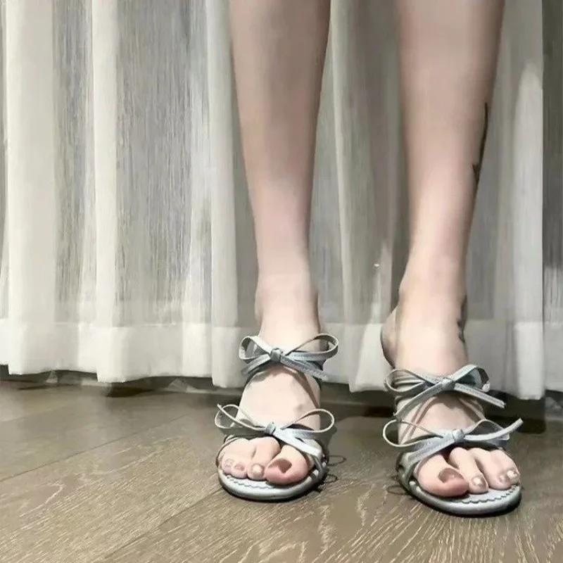 Design Shoes Summer Women Slippers Open Toe Butterfly-knot High Heel Slides Luxury Lady Outdoor Stripper Party Sandalias Fashion
