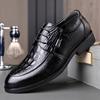 Leather Shoes Men's Spring and Autumn New Cowhide Business Casual Shoes Crocodile Pattern Fashion Wedding Shoes 1