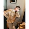 Autumn and Winter Warm Daily Loose Knitted Sweater Female Retro Casual Diamond Plaid Sweater Female