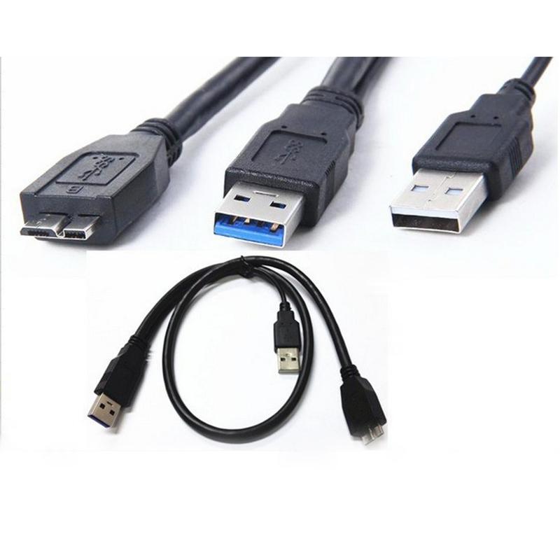 HDD Hard Drive Power Cable USB 3.0 Male To Micro B Male Y Wire Splitter with Extra USB Power Cord Adapter Dual USB Extend Line