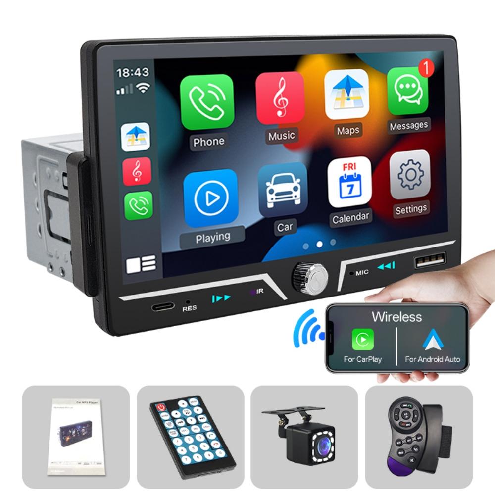 Multifunctional Car Radio 7 Inch IPS Touch Screen 1 Din Wireless Android Auto Carplay 7 Color Bluetooth Type-C Charging Mirror Link Stereo Playback