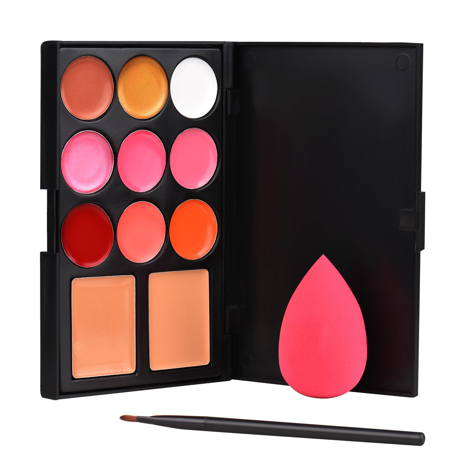 

Bestauty Cosmetic Makeup Kit Палитра консилера Палитра блеска для губ с кисточкой для макияжа Губка-пуховка для