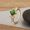 Nidin New Fashion Round/Heart/Square Shape Charm Open Rings For Female Green Crystal Zircon Adjustable Fine Finger Jewelry Gift