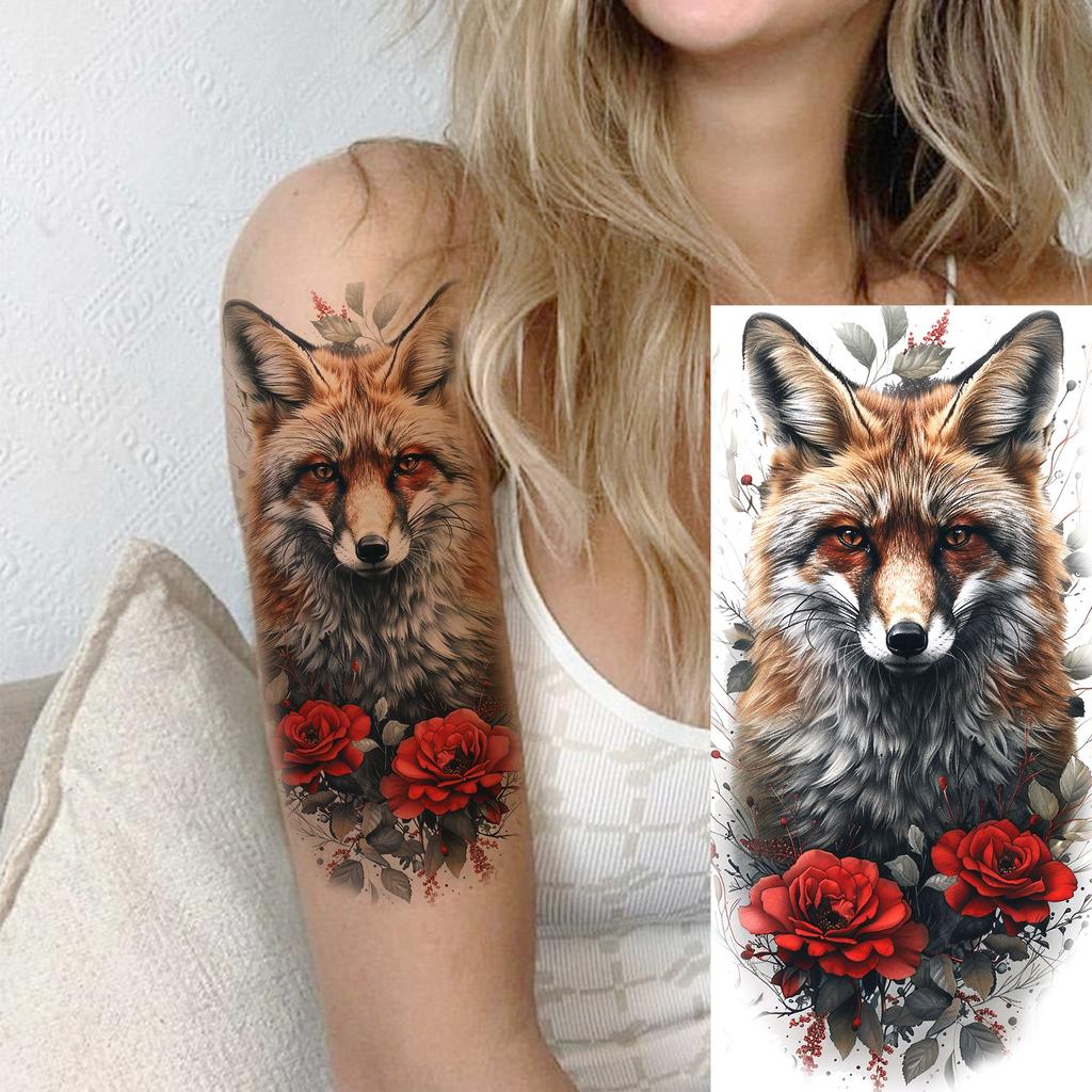 1 list Unikátní Akvarelový Lev Tygr Zvířata Dočasné Tetování Dlouhotrvající Vodotěsný Liška Sova Falešná Tetovací Nálepka Body Art Tetování
