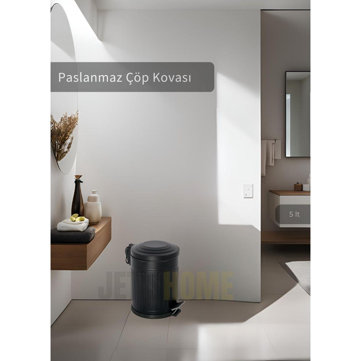 

Pedal Bathroom Trash Can Stainless 5 Lt Kitchen Trash Can Black