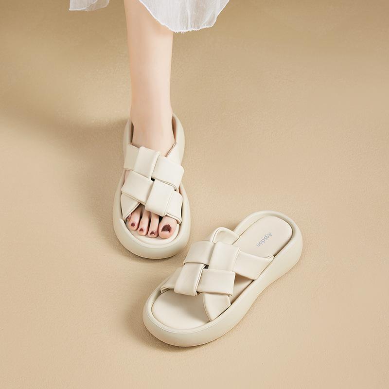 Augustine Black Slippers Summer Wear 2025 New Casual Platform Sandals Sports with Skirt Beach Shoes