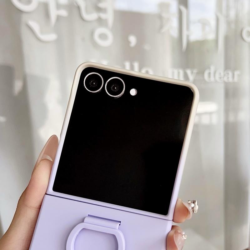 Luxury Candy Color Ring Silicone Finger Buckle Hard Shell Case For Samsung Z Flip 7 FE 6 5  Gradient Matte Shockproof Skin Cover