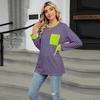 Autumn and Winter Round Neck Contrasting Loose Top Long Sleeved T-shirt