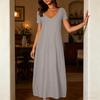 Long Nightgown for Women Short Sleeve Crew Neck Lounge Night Dress Casual A-Line Summer T Shirt Dress