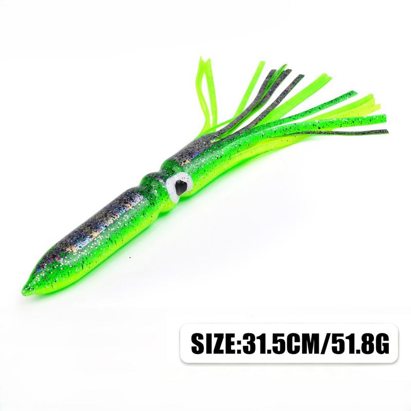Calamar Blando Luminoso Grande de 17,5 cm-41 cm para Pesca en el Mar Falda de Calamar Pulpo Pesca de Arrastre Señuelos para Atún Aparejos de Pesca en Agua Salada