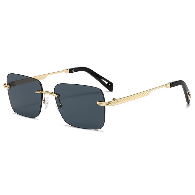 Retro Square Men S Sunglasses, Metal Frameless Sunglasses, High-End Women S Decorative Sunglasses