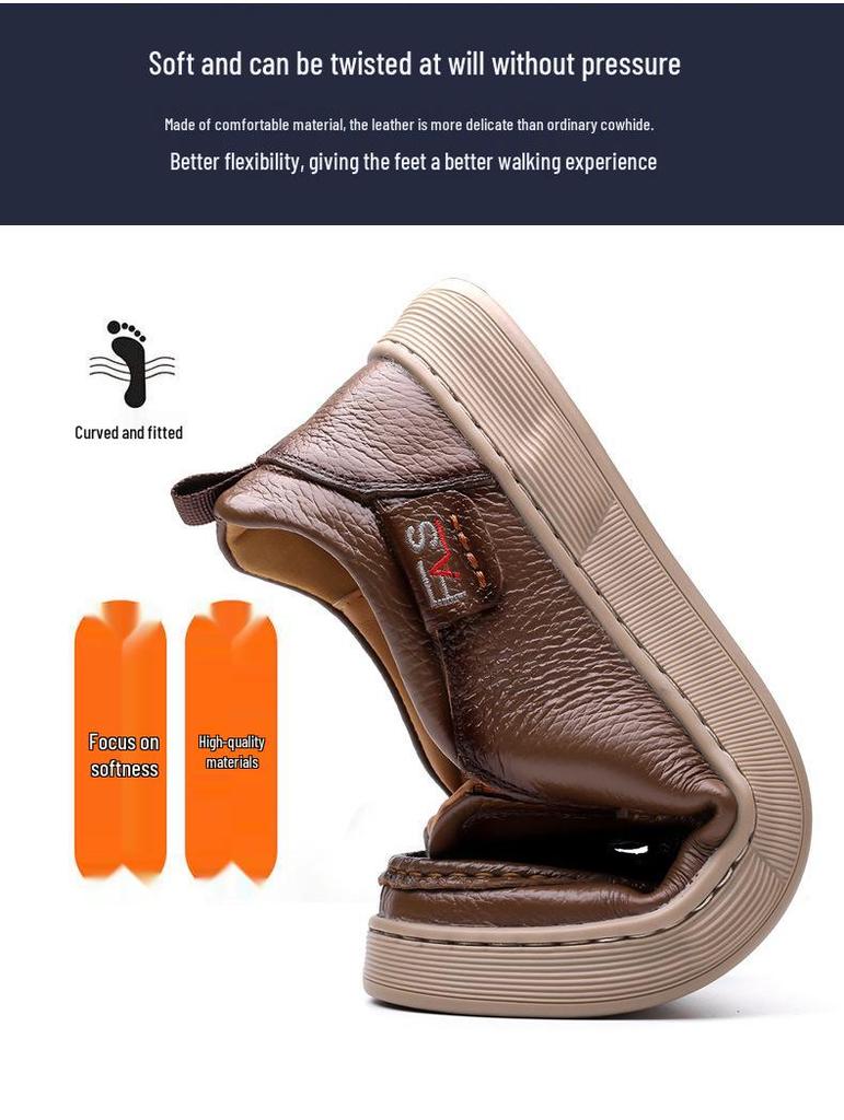 Chaussures décontractées à enfiler pour homme en cuir véritable Automne/Hiver 2025