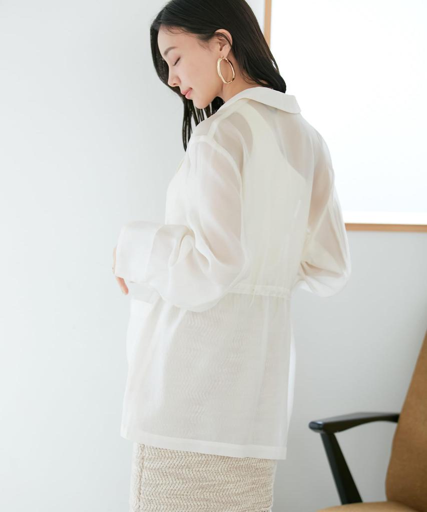[BIS] Women's Drawstring Sheer Jacket, BVV14020, Natural (16)