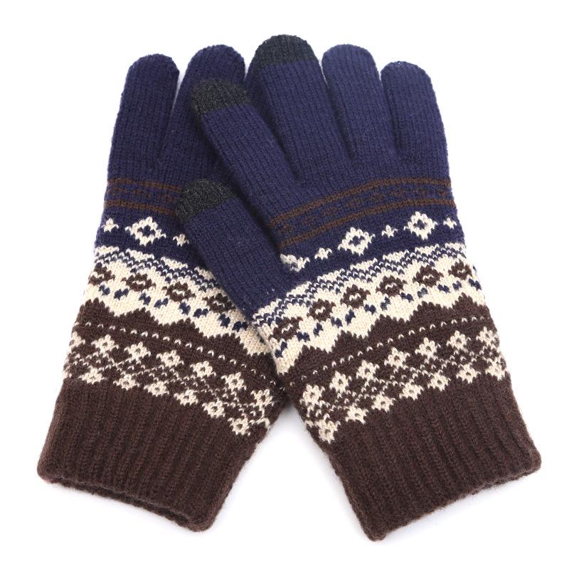 Winter Warm Gloves Finger Gloves Jacquard Touch Screen Gloves Cycling Outdoor Gloves