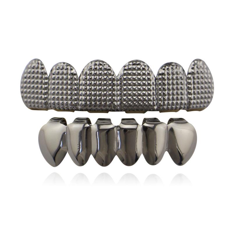 Hip Hop Gold Teeth Set Top Bottom Tooth Grills Dental Mouth Punk Vampire Fangs Teeth Caps