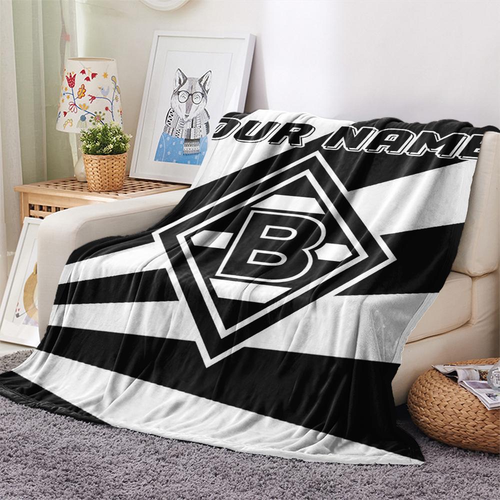 1PC Custom Name Vfl Gladbach Patterned Flannel Blanket Suitable For All Seasons for Home Decor Warmth and Comfort Gifts Holiday Present