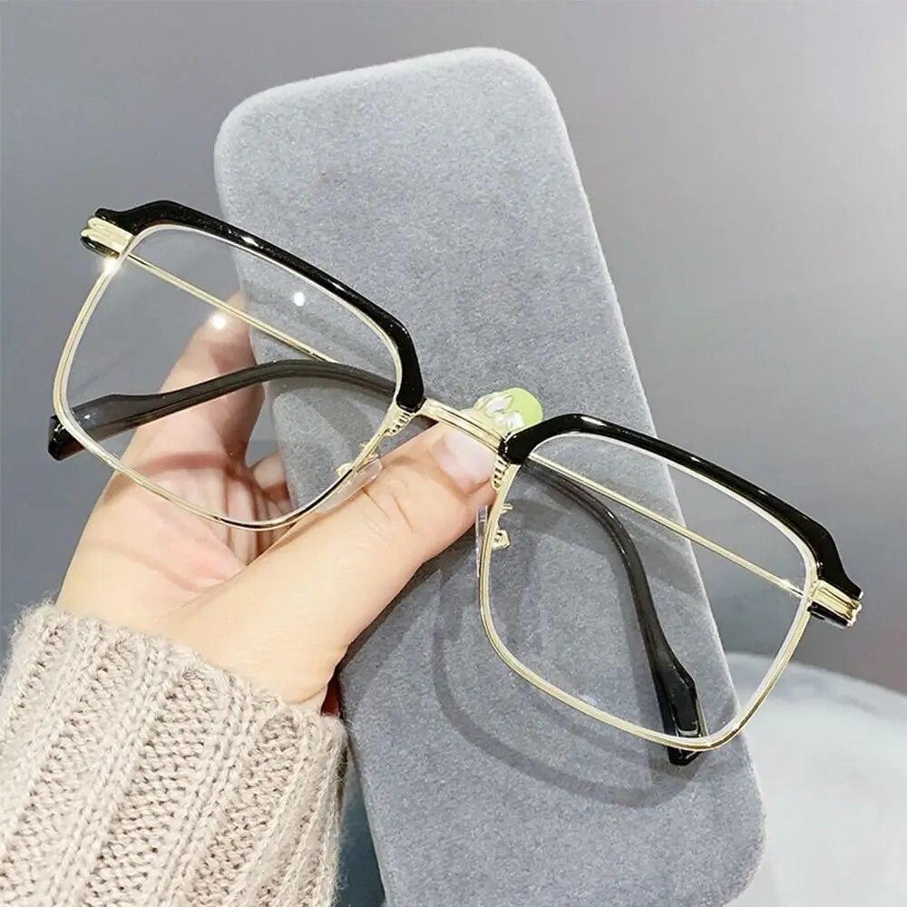 Blue Ray Blocking Anti-Blue Light Lesebriller Ultralette metall firkantede briller Øyebeskyttelse Optisk brillebriller