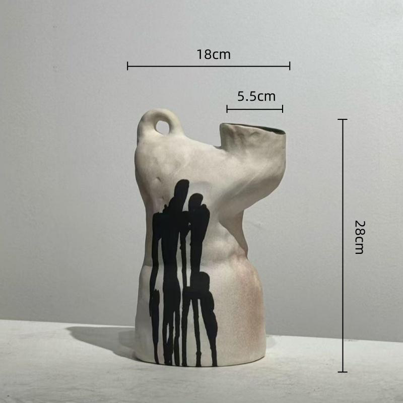 Ceramic Vase Irregular Ink Flow Flower Vase Handmade Porcelain Pot Ceramic Handicrafts Flowerpot Home Decoration Accessories