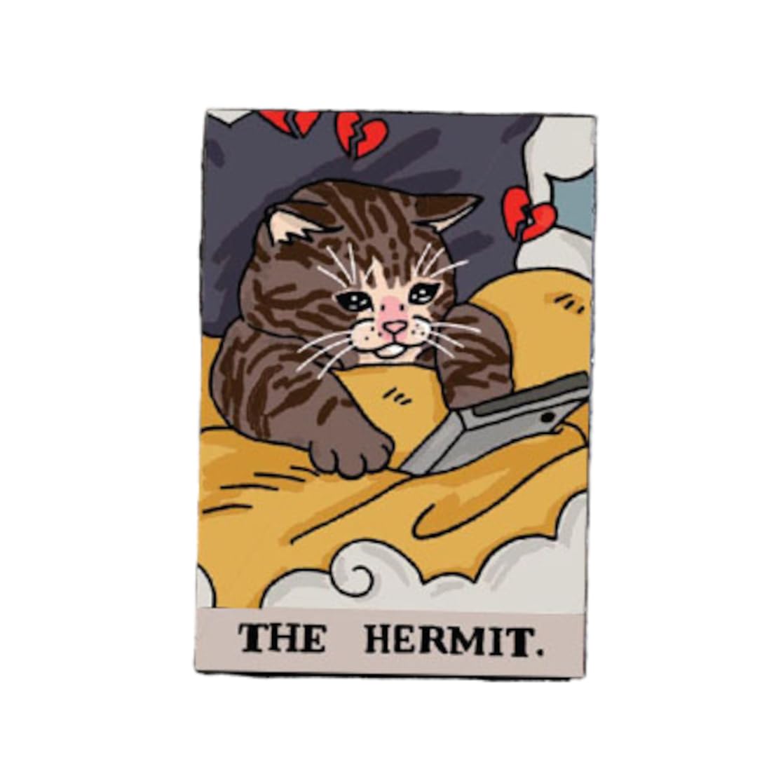Cat and Tarot Pin Badge Hermit Cute Cat Pin Brooch
