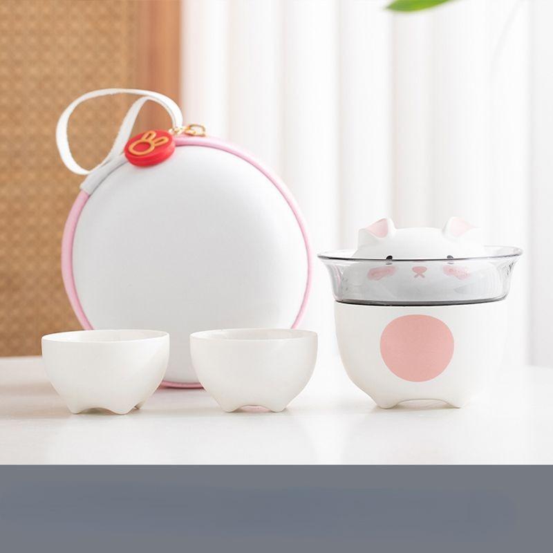 2pcs Tea Sets Company Opening Gift Cut Cartoon Tea Cup Set For Birthday Gift Holiday Gift And Festival Gift 3.74*3.74*2.95inch Food Service Equipment