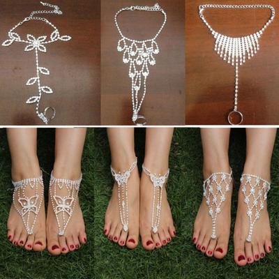 Bridal Beach Sandals Foot Chain Jewelry Ankle Bracelet Toe Ring