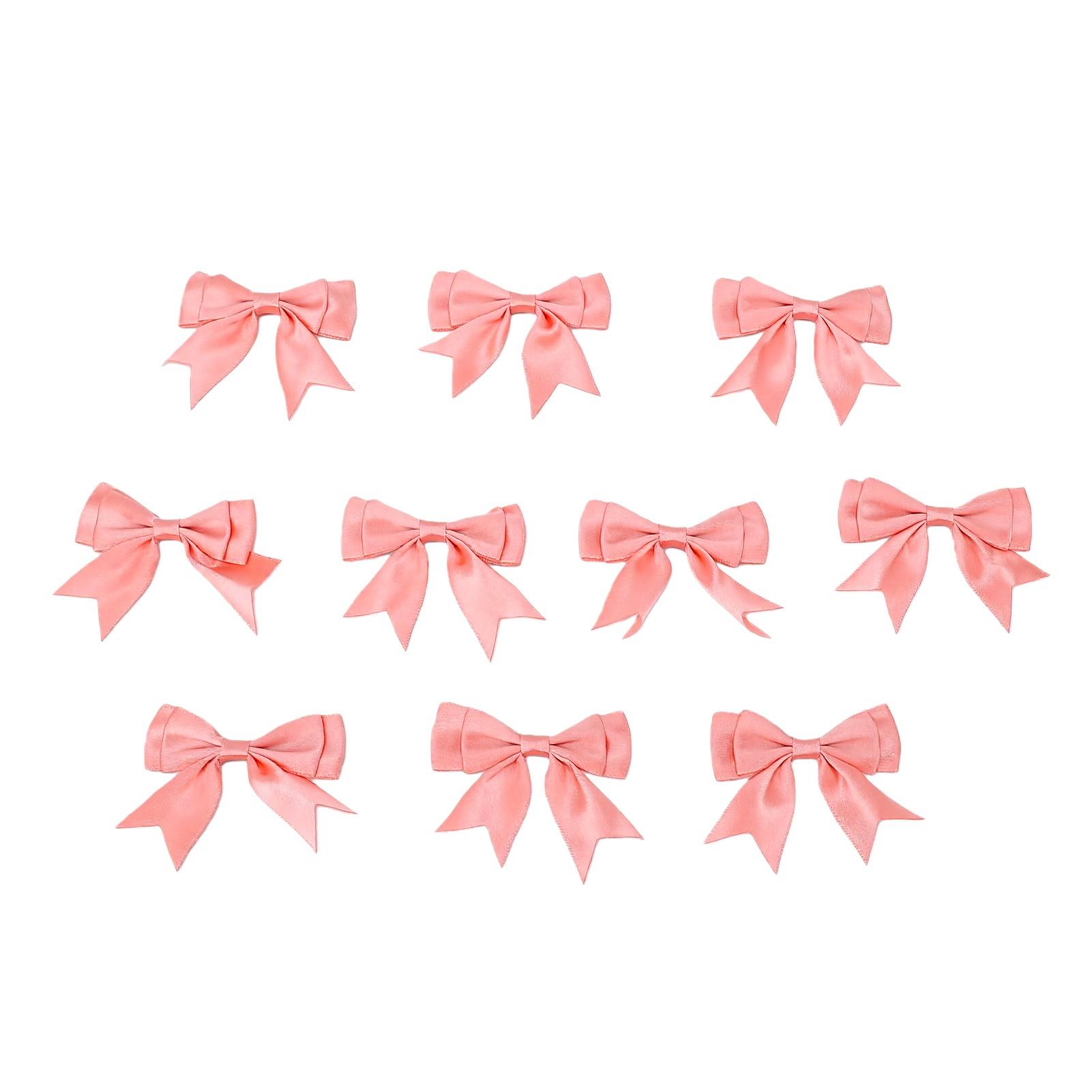 10 Stuks Satijnen Lint Strikken Herbruikbare Cadeauverpakking Strikken voor Knutselen Taart Decoratie DIY Haarklem roze