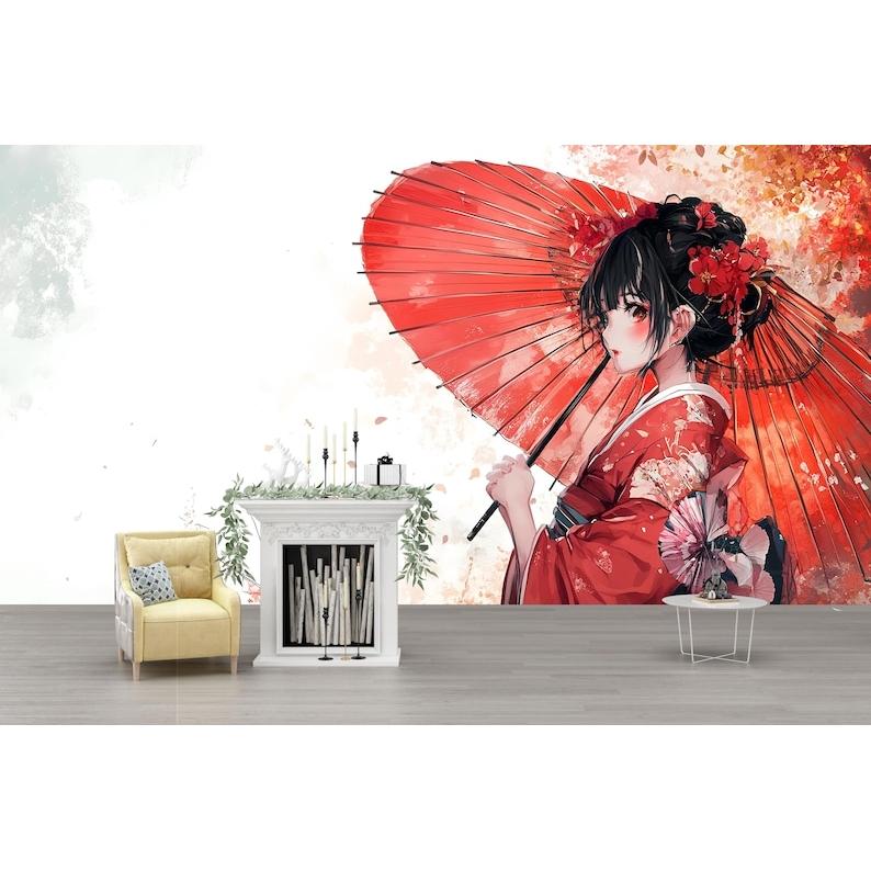Elegant Japanese girl tapestry 75x100 чёрный