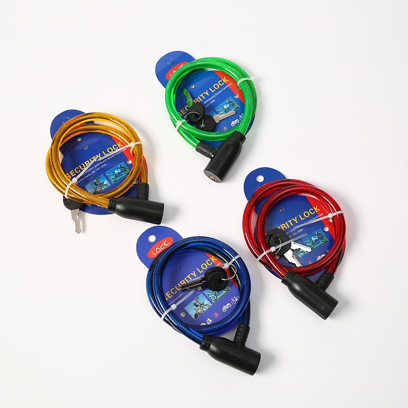 Compact Steel Bicycle Cable Lock with Flat Key - Anti-theft Mountain Bike Accessory красный