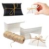 50/100Pcs Kraft Paper Pillow Candy Box Foldable Gift Box Thank You Treat Boxes For Wedding Baby Shower Birthday Party Supplies