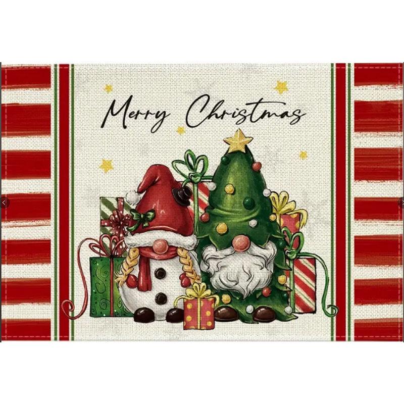 Christmas Cotton Linen Placemat: Festive Table Decor & Heat Insulation Pad Linen 30x45cm (1 Placemat)