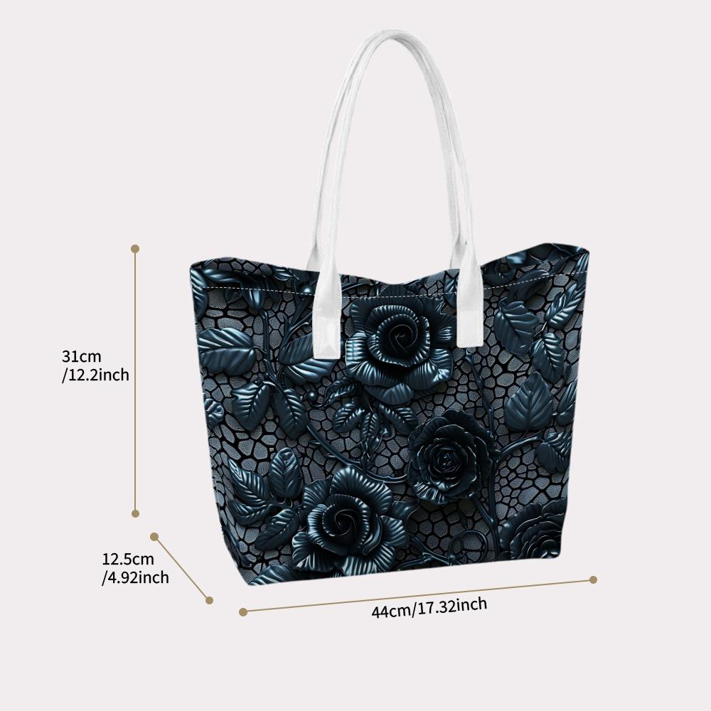 Elegant Dark Rose Textured Tote Bag for Women Casual Daily Large Capacity Fashion Shoulder Handbag