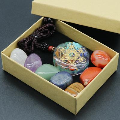 8Pcs/Box, Boho Energy Natural Stone Yoga Stone 7 Chakra Stone Jewelry Set for Birthday Party Wedding Gifts, Unique Easter Mother's Day Craft Supplies