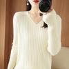 Women Autumn Winter Sweaters  V-neck Cashmere Sweater Elegant Knitted Pullover Tops