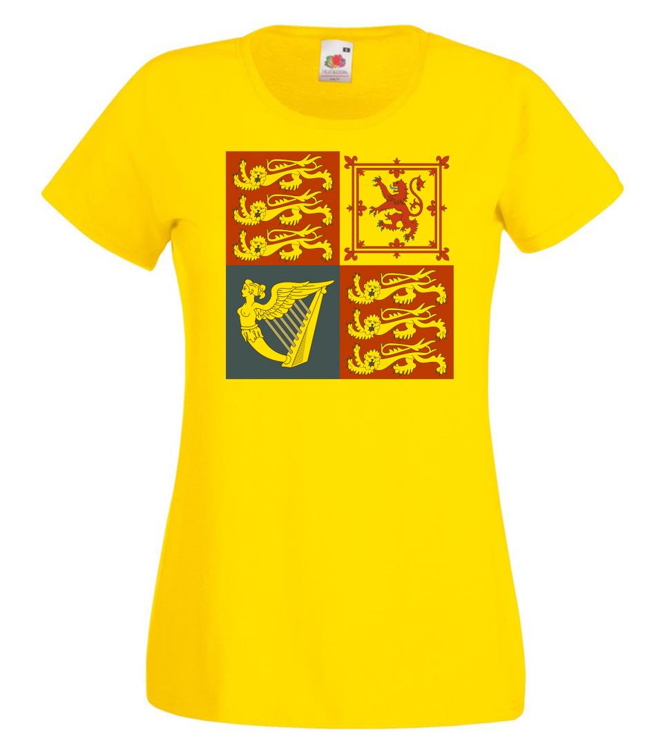 Ladies Queen Elizabeth King Charles Monarch Royal Standard Uk Flag TShirt 2XL