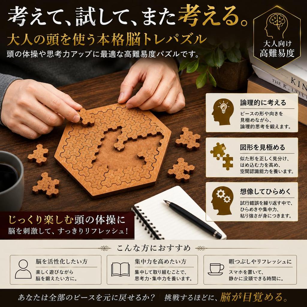 Puzzle for Adults Brain Training Wooden Mental Challenging Time Killer Comfortable & High-Quality Sleep-FriendlyWooden - Difficult, High-Challenge,