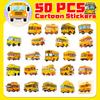 50 Cartoon School Bus Stickers Creative Cartoon Cute Yellow School Bus Bus Doodle Stickers Student Children