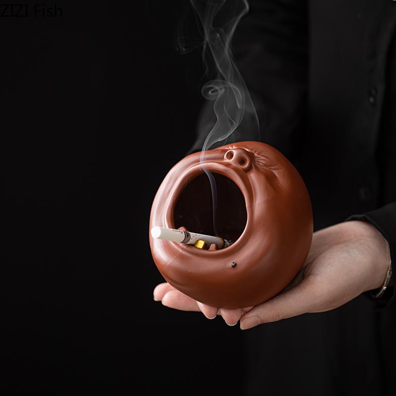 Purple Clay Ashtray Creative Yawning Figures Ash Tray Home Office Table Smoking Accessories for Weed Ashtrays Gift for Boyfriend