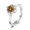 European American Style Four Prong Floral Bud Engagement Ring Fashion Wedding Band Statement Ring for Women Bridal Jewelry