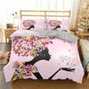 Cartoon Girly Butterfly Duvet Cover Lovely Pink Flower Fairy with Wings Romantic for Children Women Gifts for Bedroom Decoration