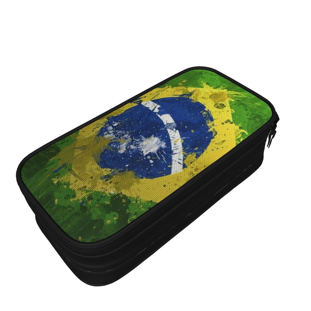 Brasil Flag Merch Pen Box Large-capacity For School Pen Case Gift