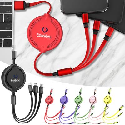 Car Interior 3 In 1 Extendable Fast Charging Type C Cable Accessories For SsangYong Actyon Korando Rexton Kyron Rodius Tivoli Mu