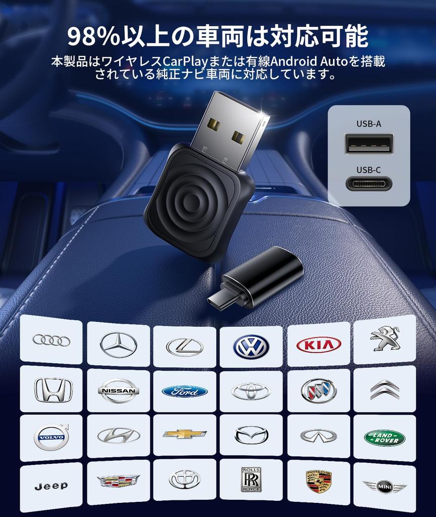 JESIMAIK MINIUltra Wireless CarPlay & Android Auto Adapter, Wireless Connection, Industry Smallest Size 5-7s