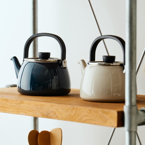 [.co.jp Exclusive] Fuji Enamel Kettle, 2.5L, Paynes Gray, Glass Lid for Easy Viewing and Wide Mouth for Easy Cleaning. Compatible with Induction and G