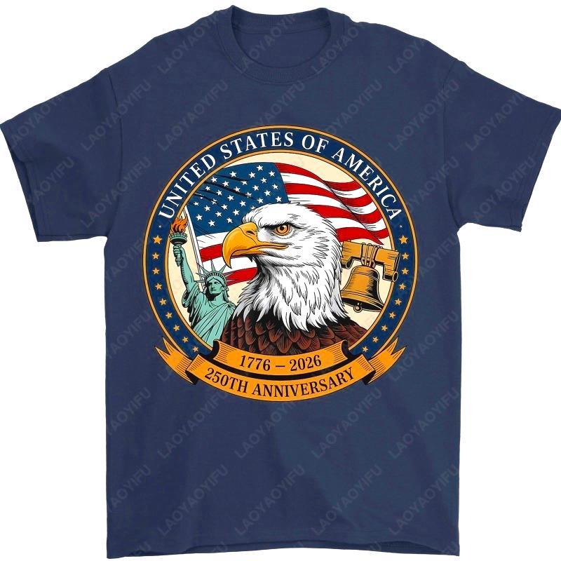 The United States Anniversary Birthday Flag 250 Years Eagle Liberty Bell 17762026 Unisex Cotton Tshirts Oneck Unisex Women Tee