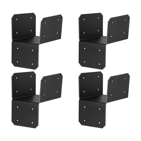 4Pcs 1.5/3-Inch Black Joist Anchoring Connector Fit 2/4"x 4"Post Roof Tie Header Hanger Joint Post Cap Supporting Beams Rafter Truss to Beam Connector